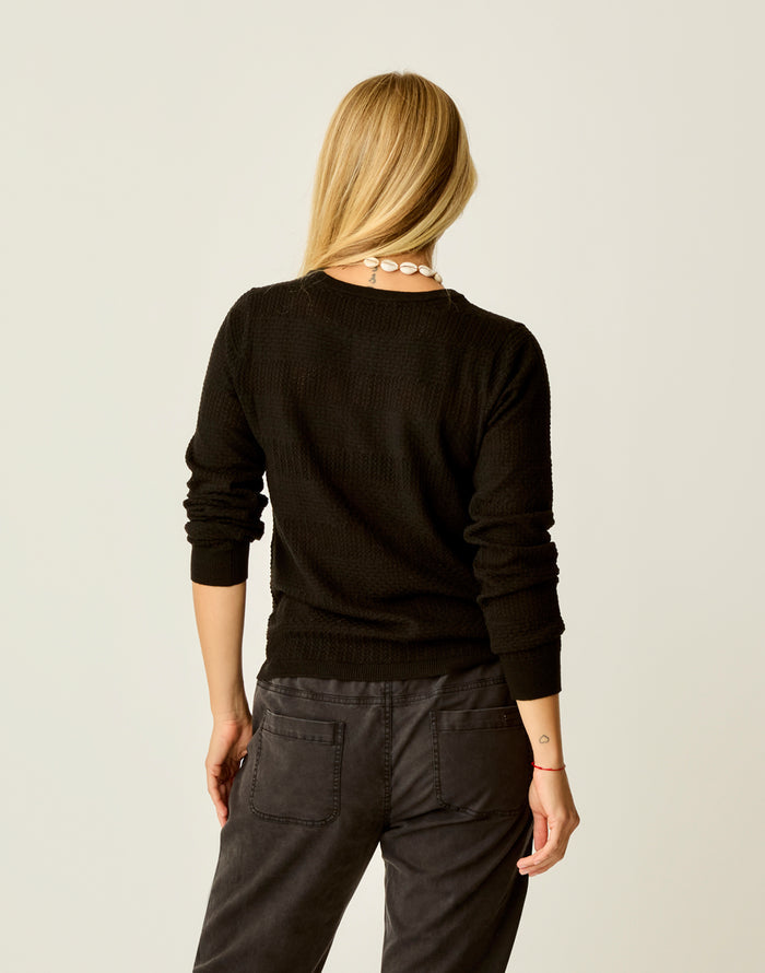 Amara Pointelle Sweater: Black