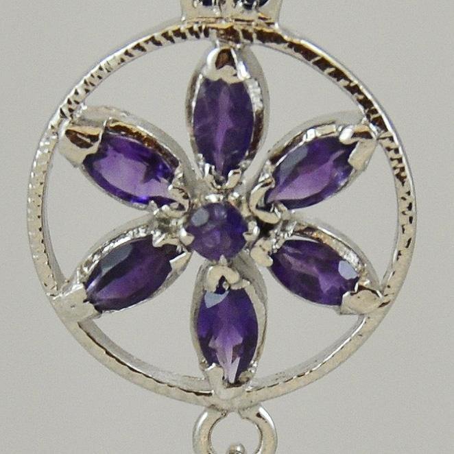 Amethyst Daisy Dangle Sterling Silver Earrings - Kashmir Designs