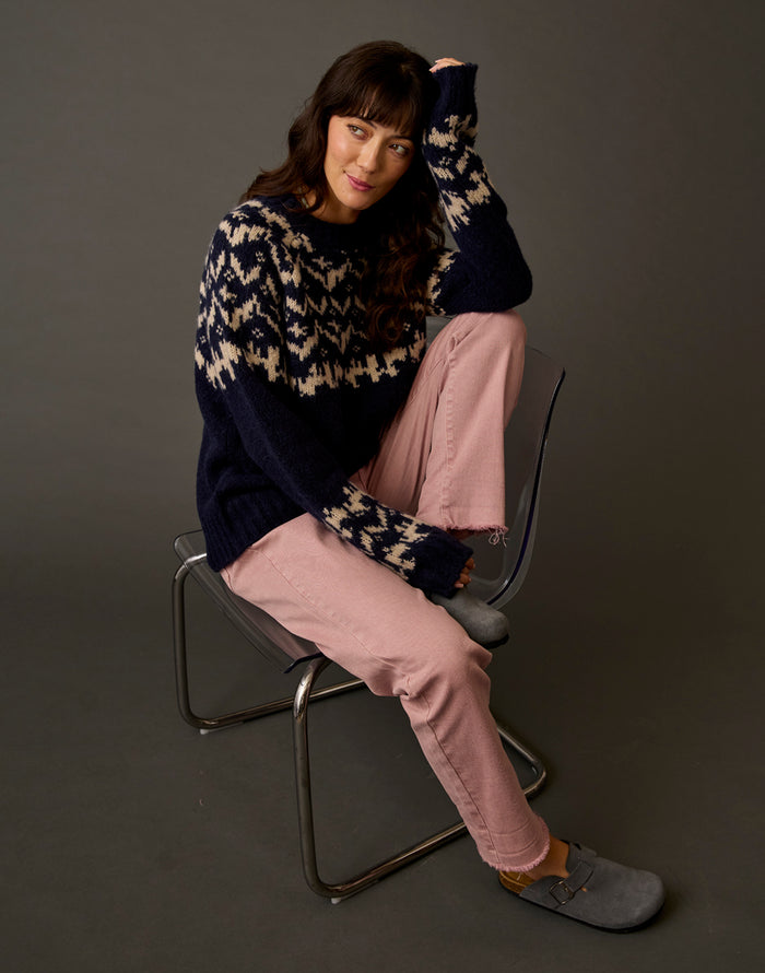 Aria Fairisle Sweater: Navy Fairisle