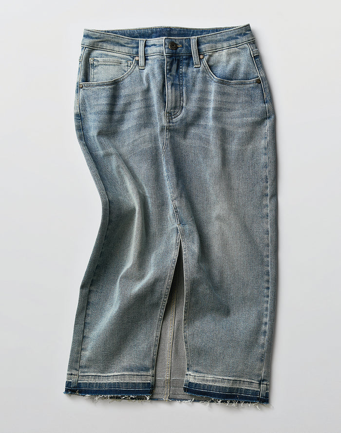 Atlas Denim Skirt: Beach Blue