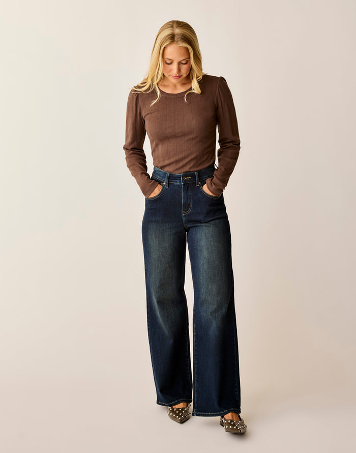 Audrey Wide Leg: Dark Rinse