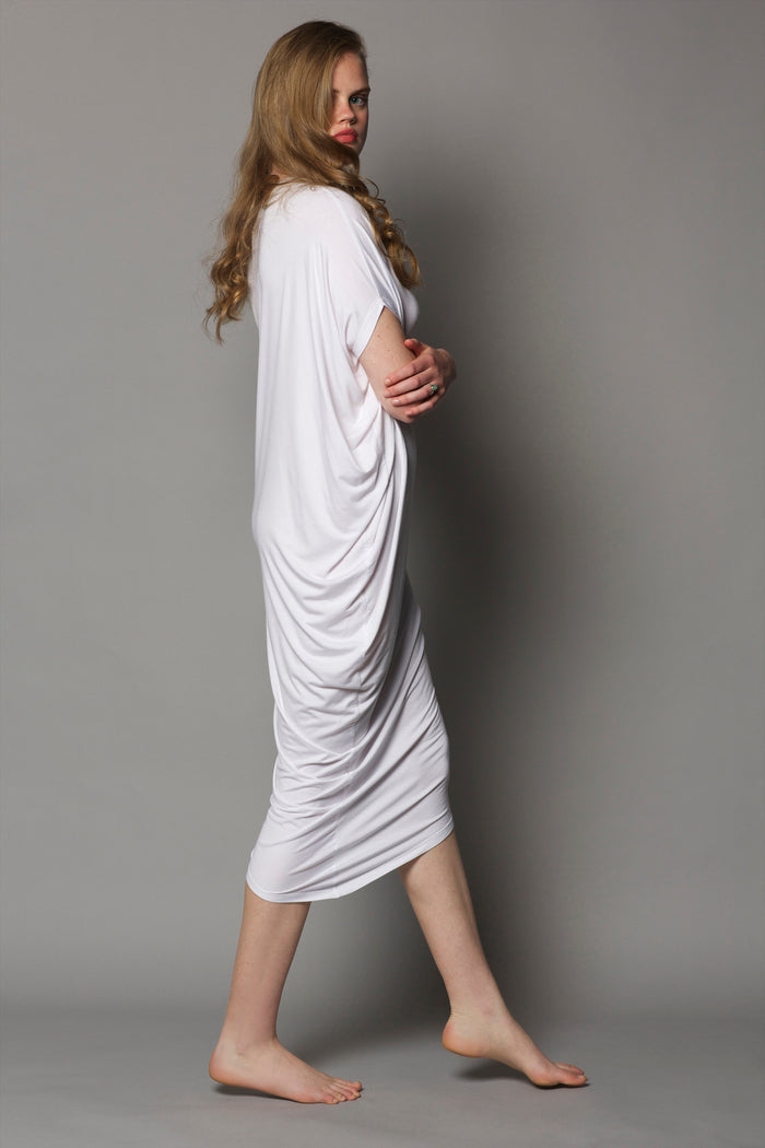 Bamboo Off The Shoulder Dress | White
