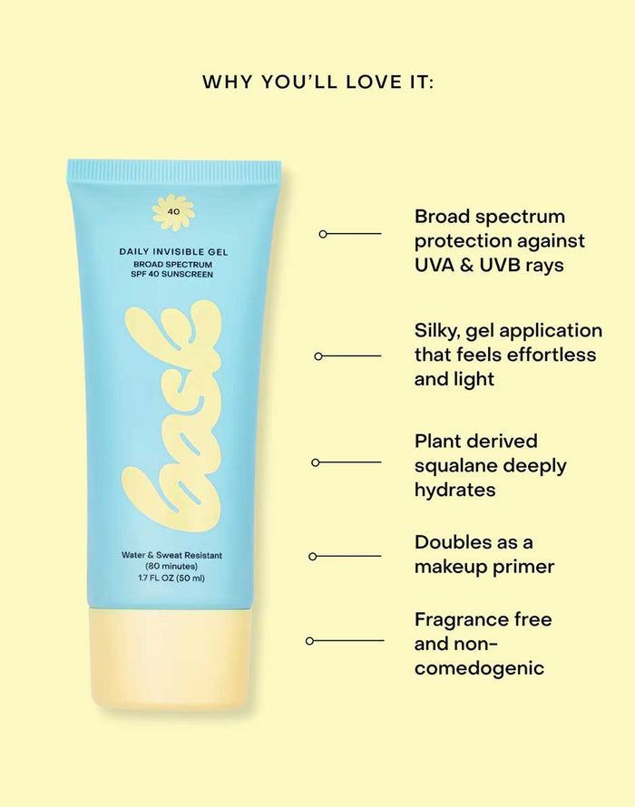 Bask SPF40 Daily Invisible Gel Sunscreen: White