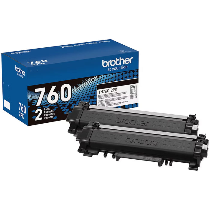 Brother TN760 High-Yield Black Toner Cartridges, 2-Pack