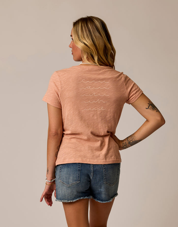 Cassidy Graphic Tee: Crema Waves