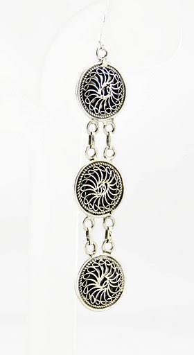 "Chakra Wheel" Filigree Sterling Silver Earrings - Kashmir Designs