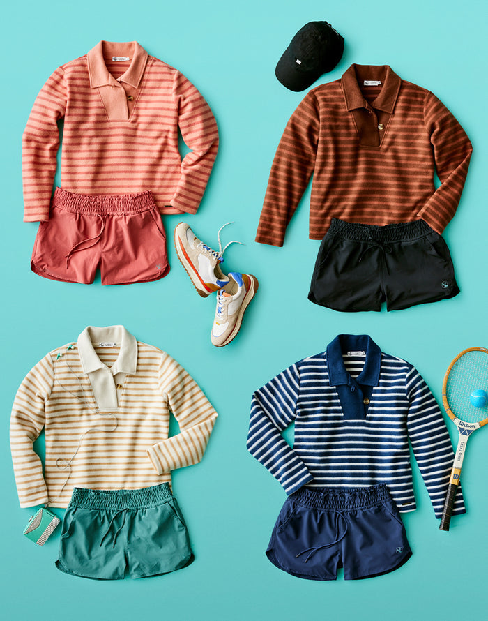 Clara Fleece Pullover: Birch Even Stripe - FINAL SALE