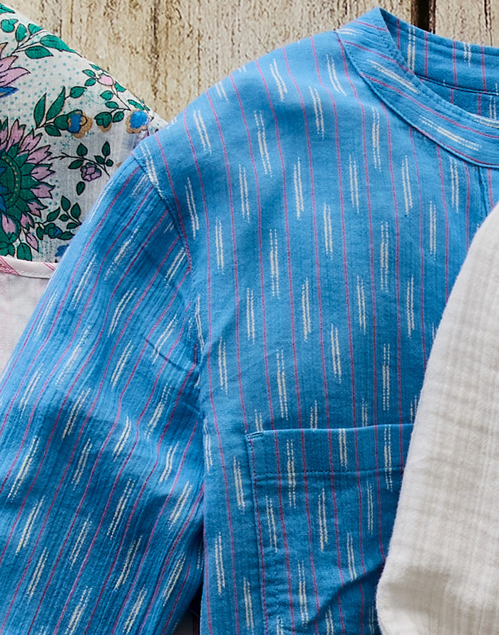 Dylan Gauze Shirt: Capri Ikat