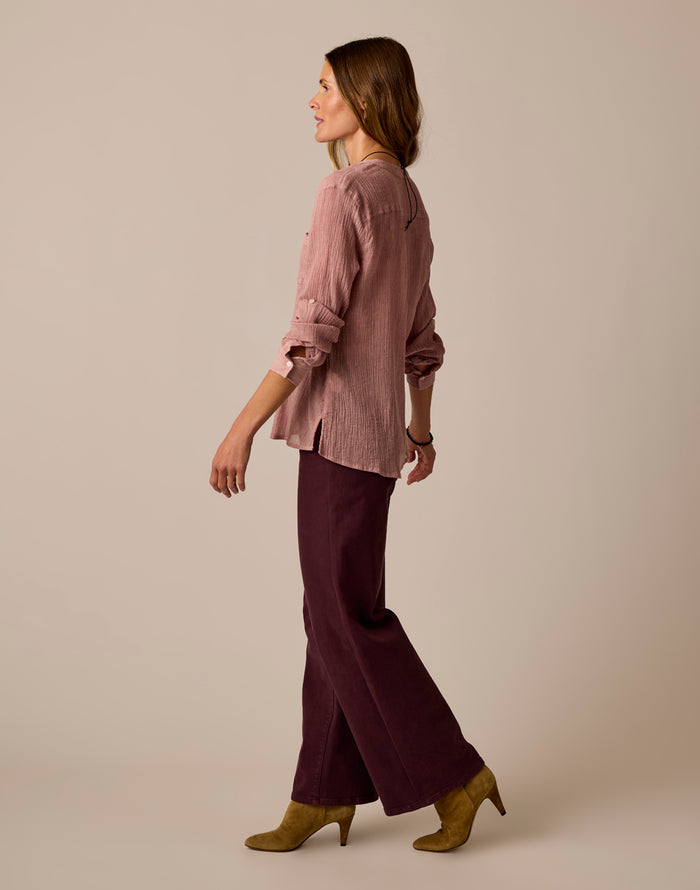 Dylan Gauze Shirt: Rouge Crossdye