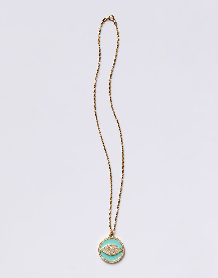 Enamel Eye Necklace: Tiffany Blue