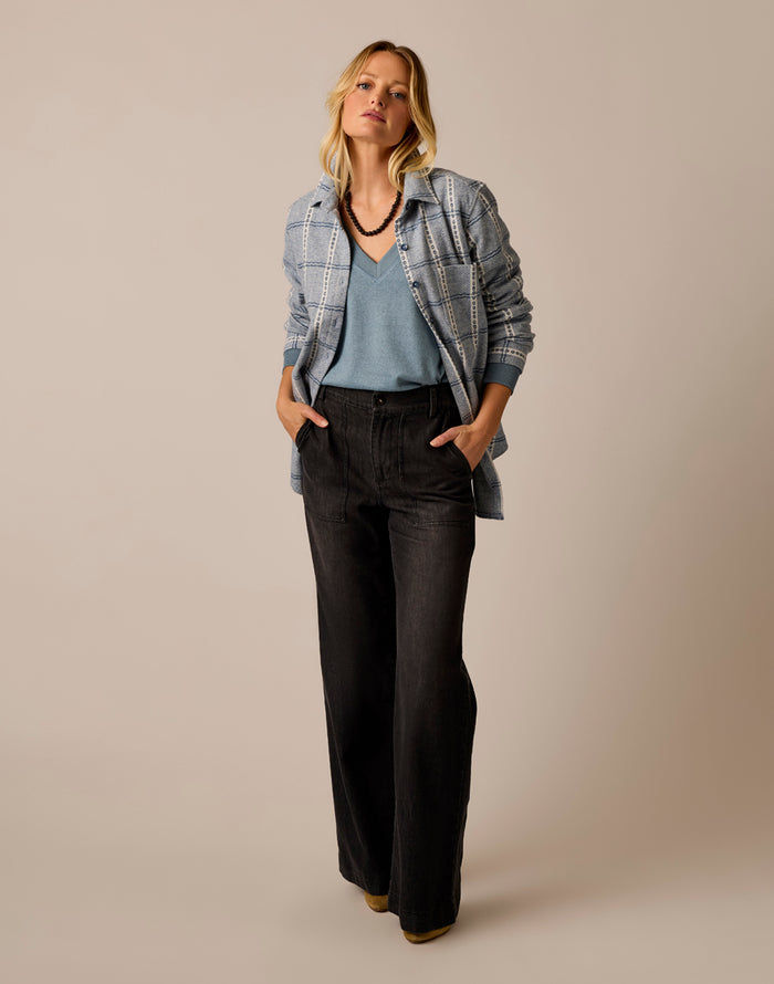 Fairbanks Supersoft Shirt: Blue Mirage Dobby Plaid