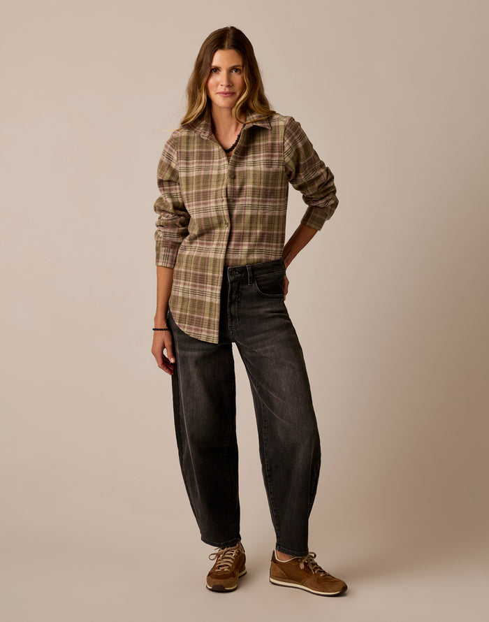 Fairbanks Supersoft Shirt: Dark Olive Plaid