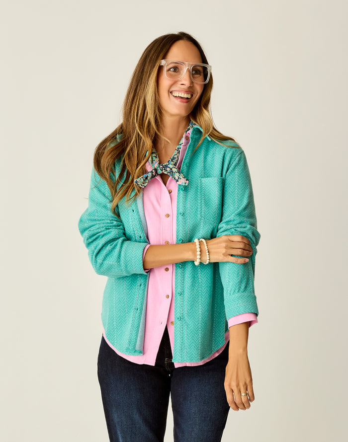 Fairbanks Supersoft Shirt: Jade Herringbone