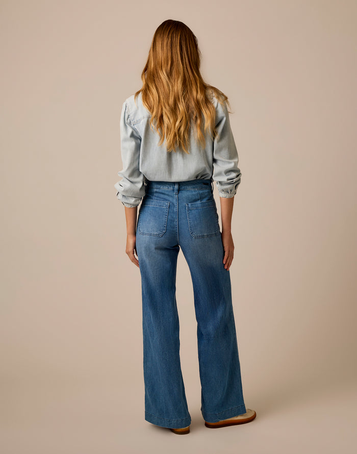 Farrah Lightweight Denim Wide Leg: Magnolia