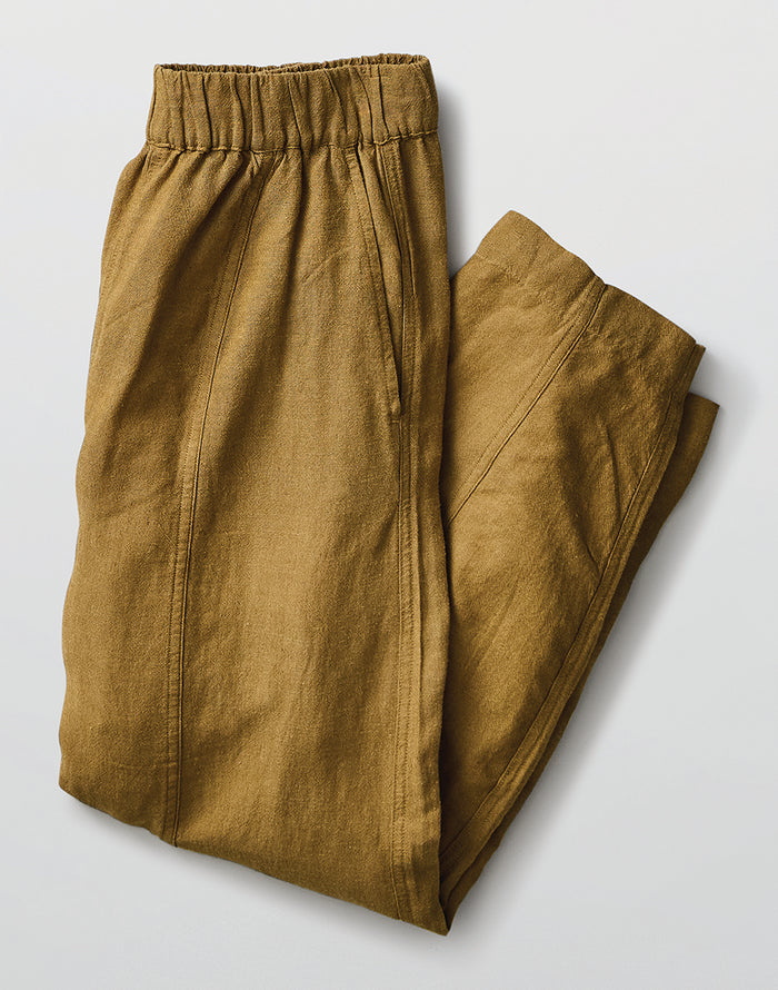Freya Linen Pant: Golden Chambray