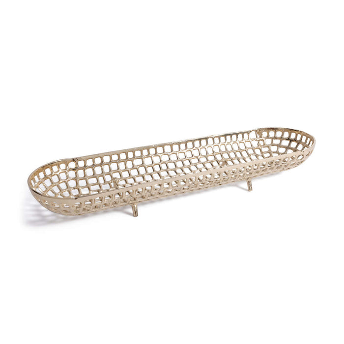 Gold Lattice Oval Tray - Trays by Carlyle Avenue