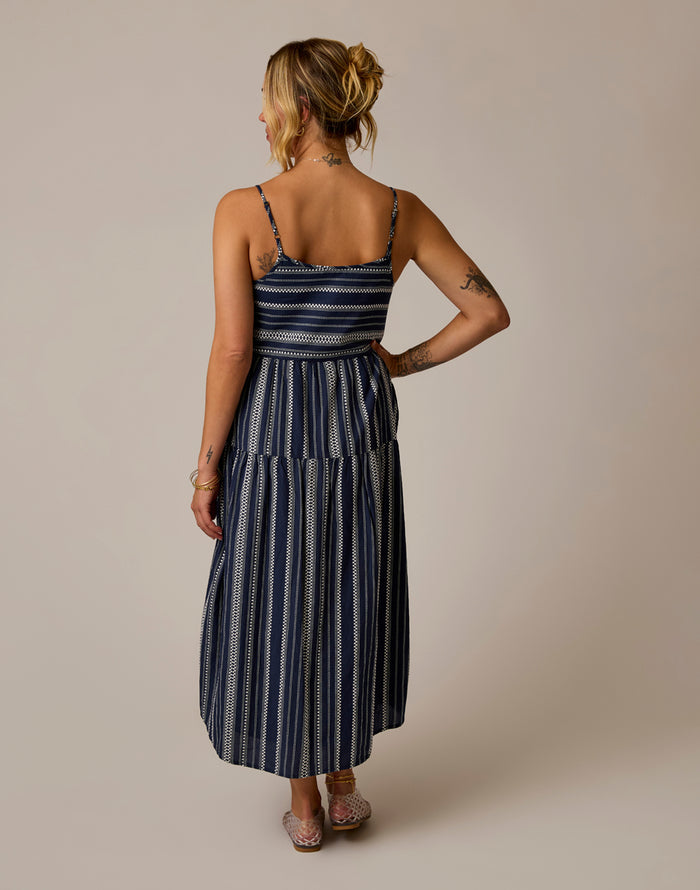 Jacey Textured Dress: Navy Jacquard