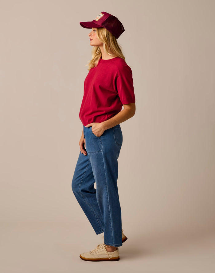 Josie Sweater Tee: Crimson