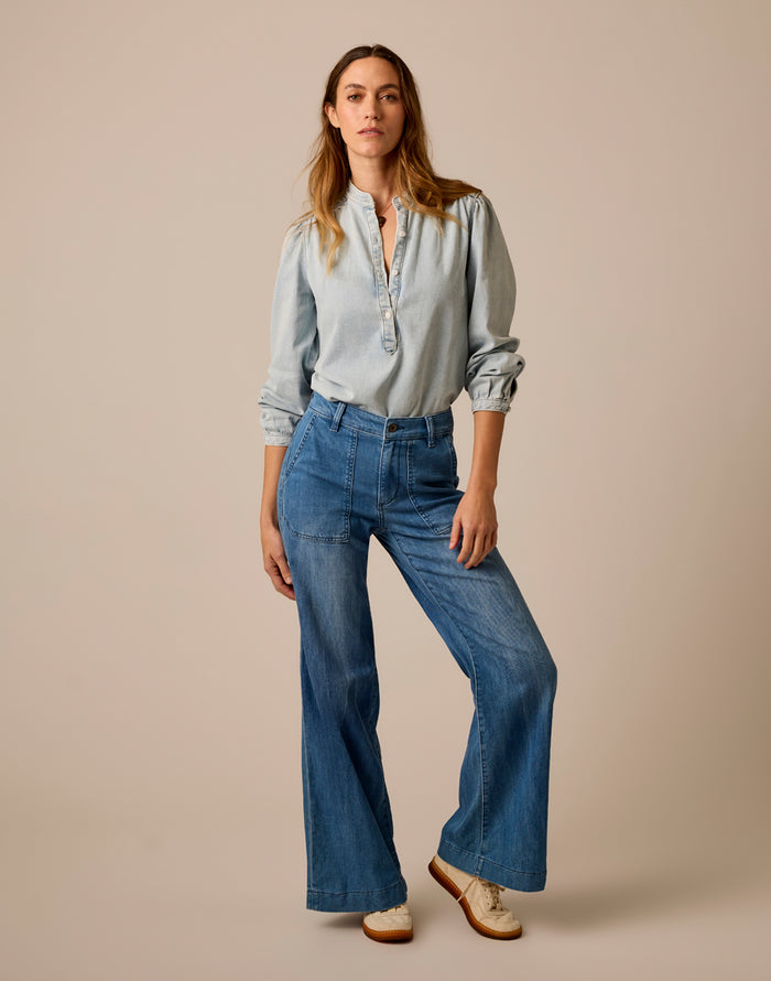 Marin Lightweight Denim Top: Savannah