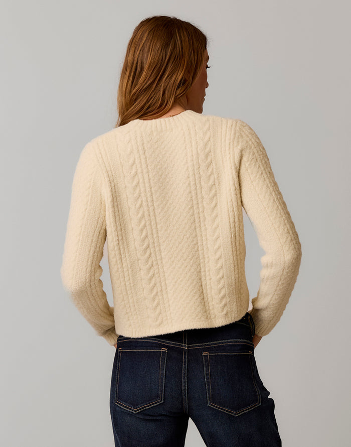 Monroe Cable Sweater: Cream
