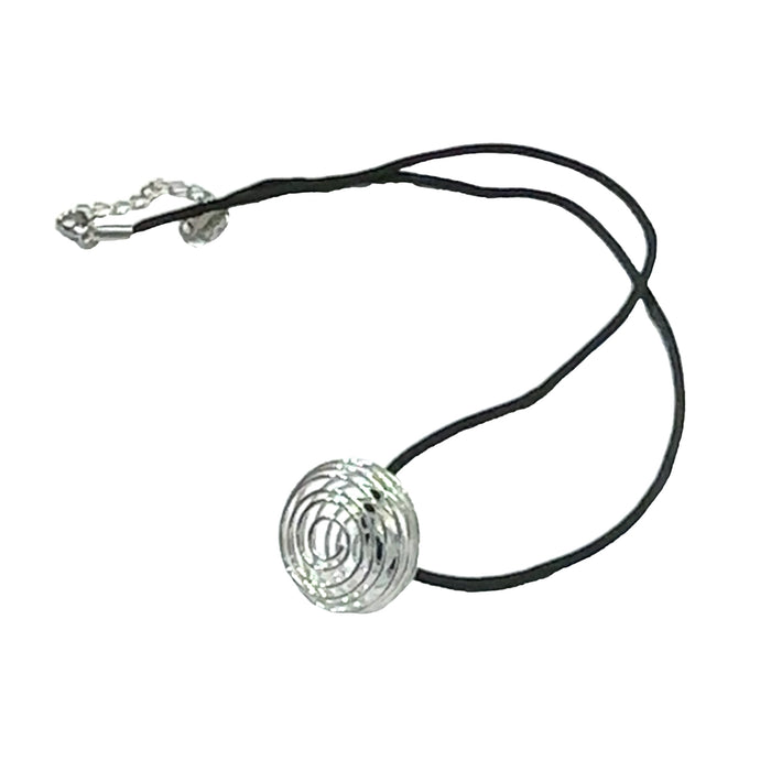 One black necklace with silver cage