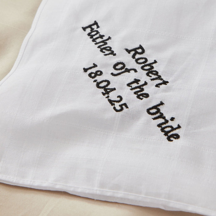 Personalised Black & White Wedding Handkerchief