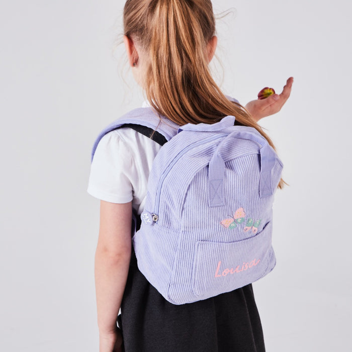 Personalised Butterfly Lilac Mini Cord Backpack