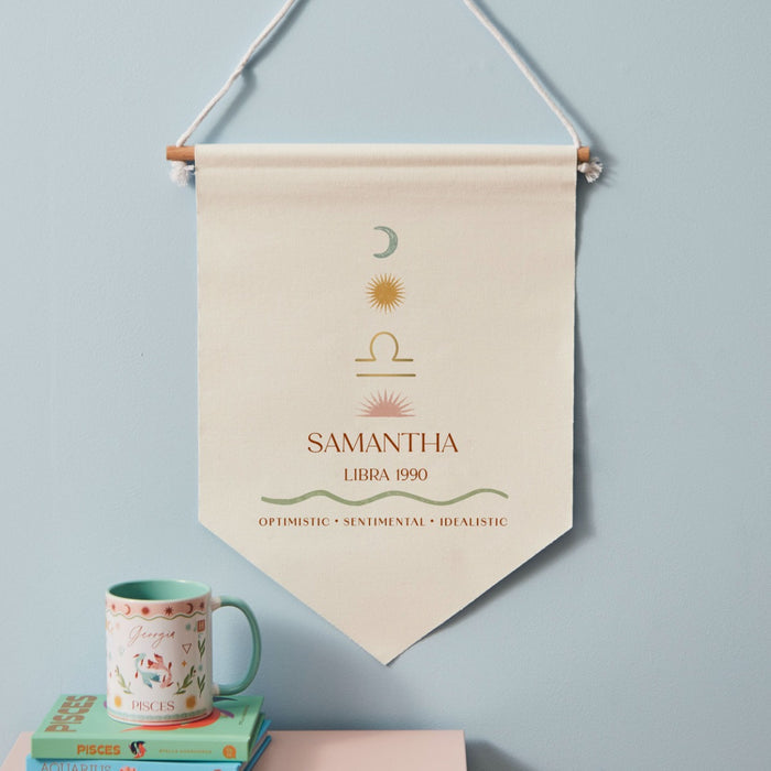 Personalised Canvas Zodiac Sign Wall Hanging by Made Yours