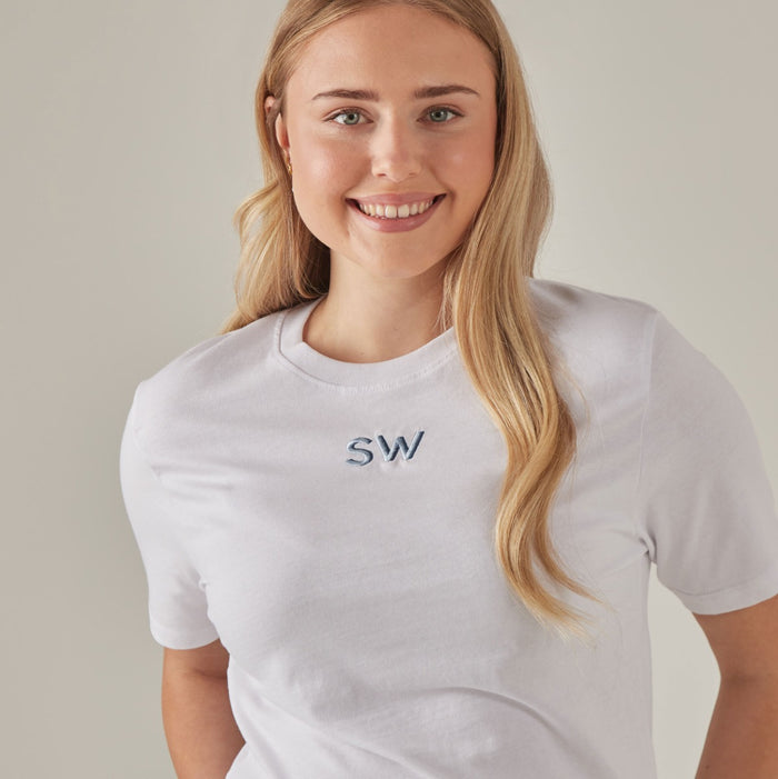 Personalised Denim Blue Bright Initial T-Shirt