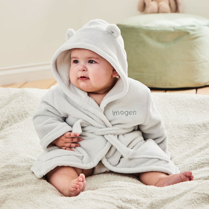 Personalised Grey Fleece Robe with Ears