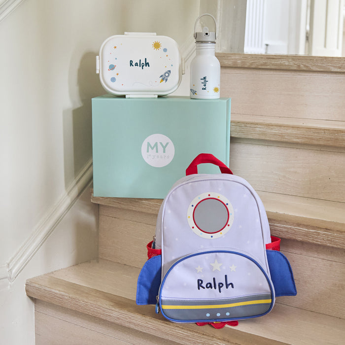 Personalised Grey Rocket Mini Backpack