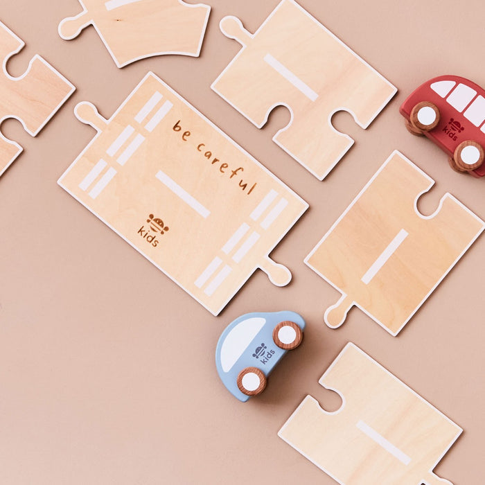 Personalised Just Bee Kids Wooden Road Track with Vehicle Toys FSC®