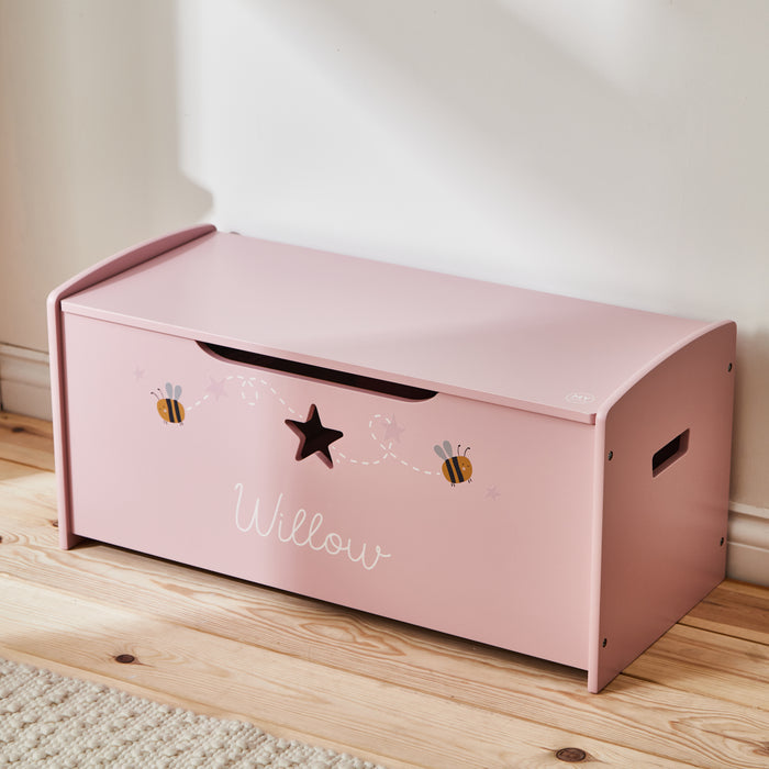 Personalised Large Pink Bee Toy Box FSC®