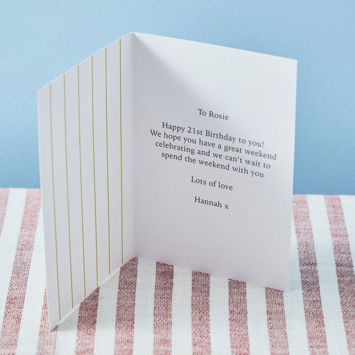 Personalised Modern Milestone 21st Birthday Card