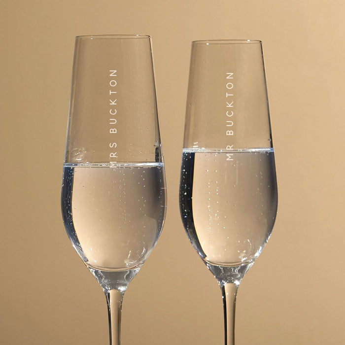 Personalised Mr & Mrs Crystal Champagne Flute Set