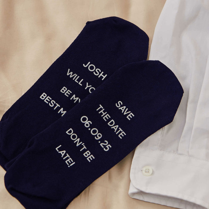 Personalised Navy Sole Message Wedding Socks