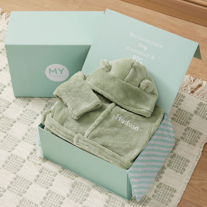 Personalised Sage Green Fleece Robe