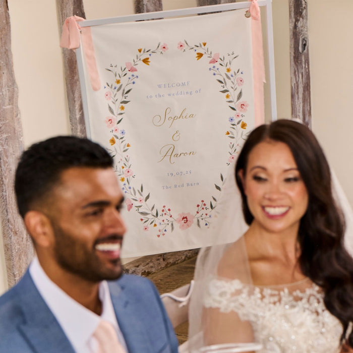 Personalised Wildflower Wedding Fabric Welcome Sign