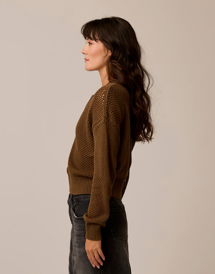 Presley Mesh Bomber: Teak