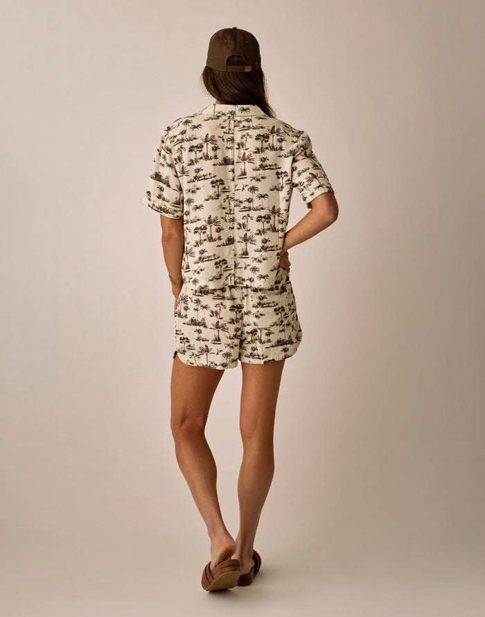 Rhett Linen Short: Toile