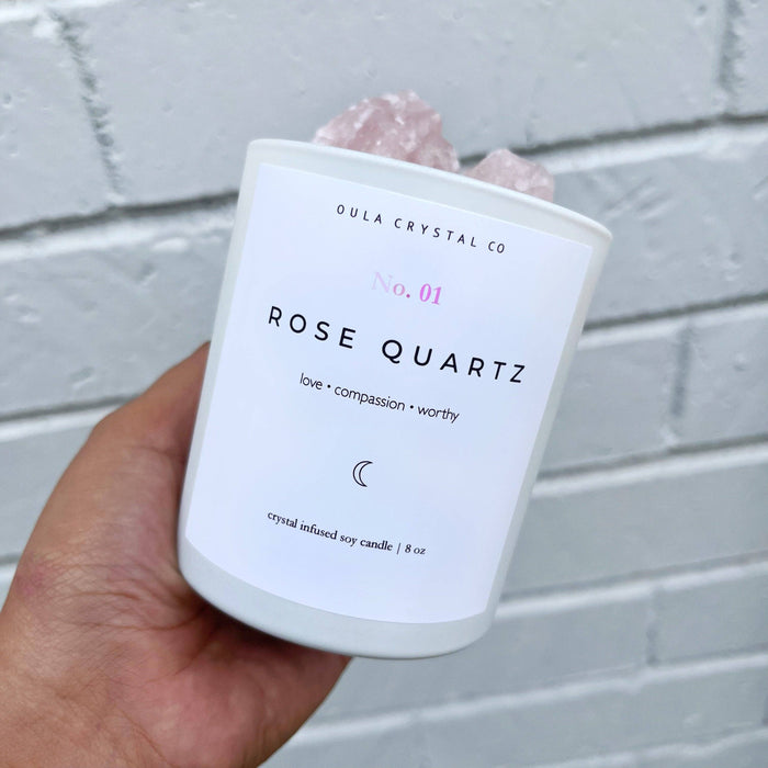 Rose Quartz Candle · Crystal Infused