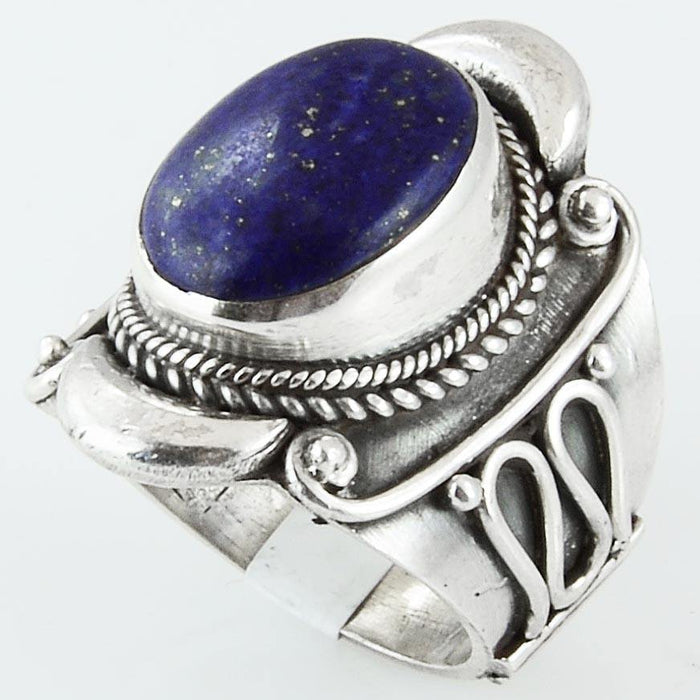 Size 10 Lapis Ring Sterling Silver Mystic Royal Blue - Kashmir Designs