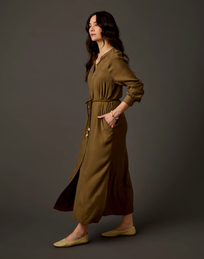 Solana Kindsilk Dress: Teak