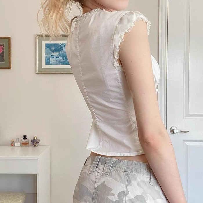 Spring Tea Mist Tie-Front French Shirt