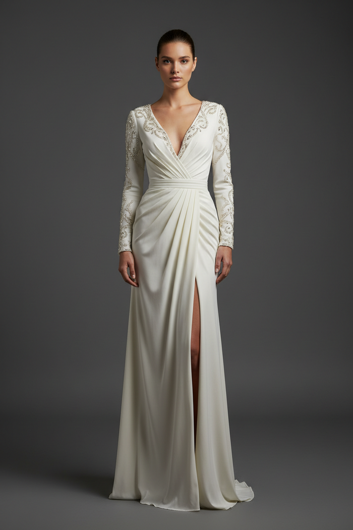 Stretch Italian Viscose Crepe - Pearl Ivory
