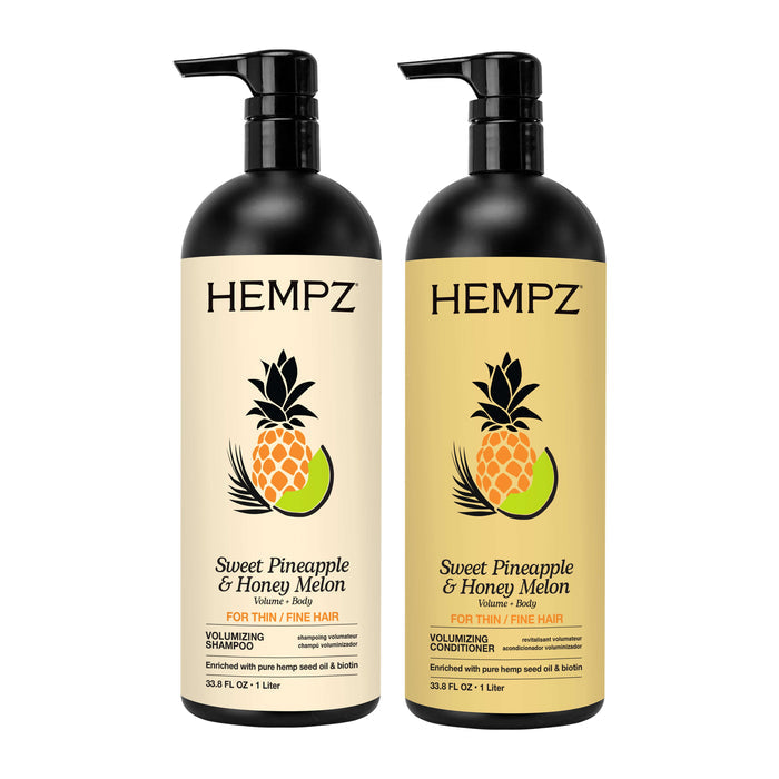 Hempz Sweet Pineapple & Honey Melon Volumizing Haircare Bundle for Thin/Fine Hair