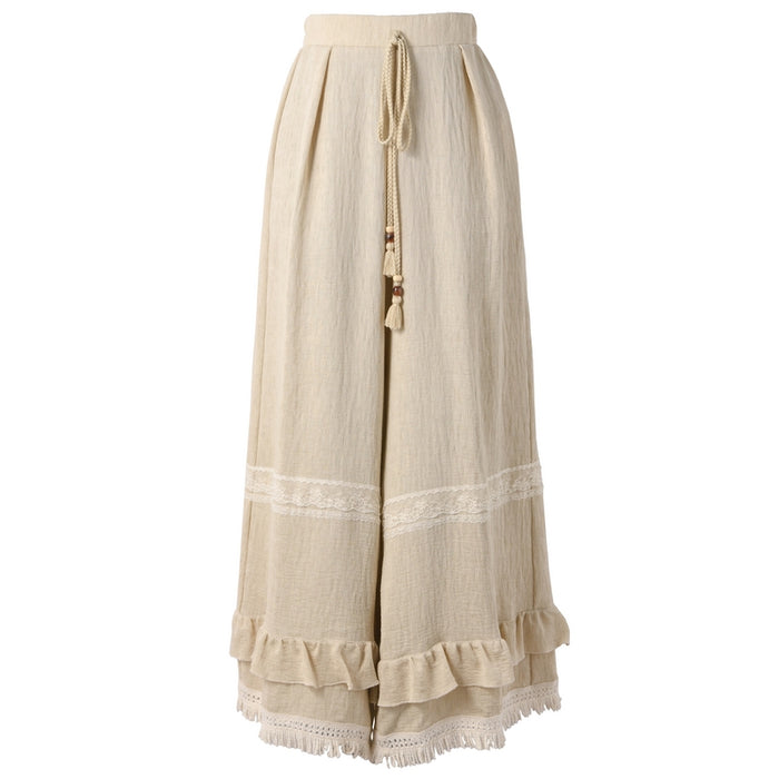 Tassel Lace Patchwork Loose Casual Pants