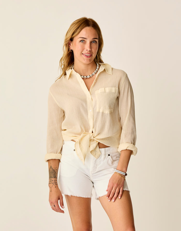 Taylor Gauze Tunic: Birch Lurex - FINAL SALE