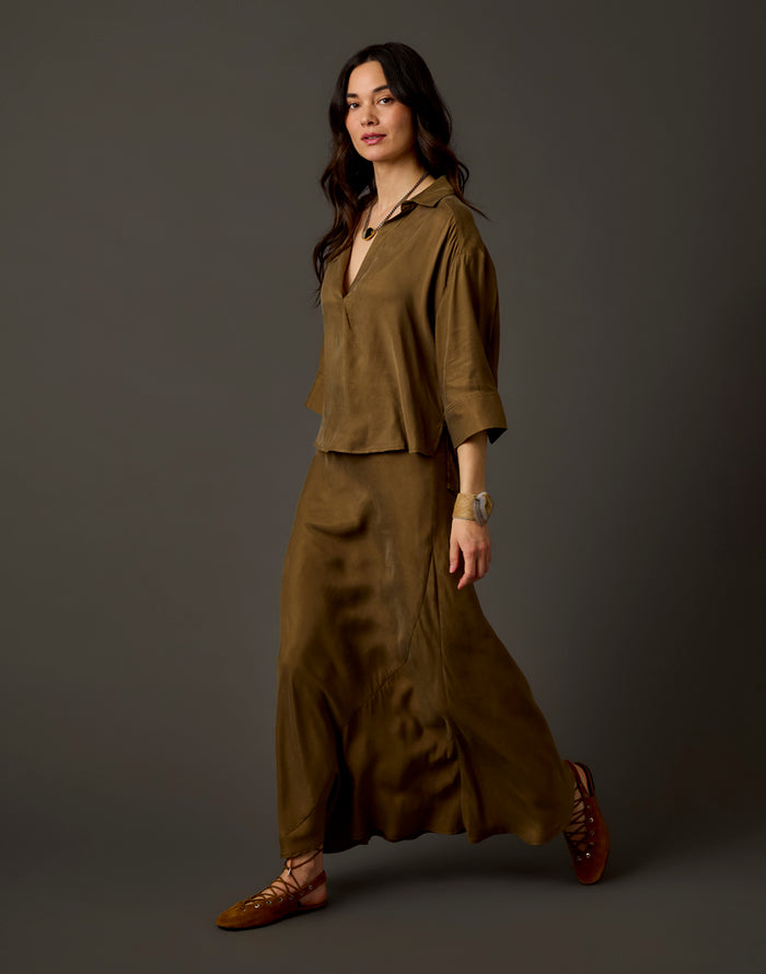 Tess Kindsilk Skirt: Teak