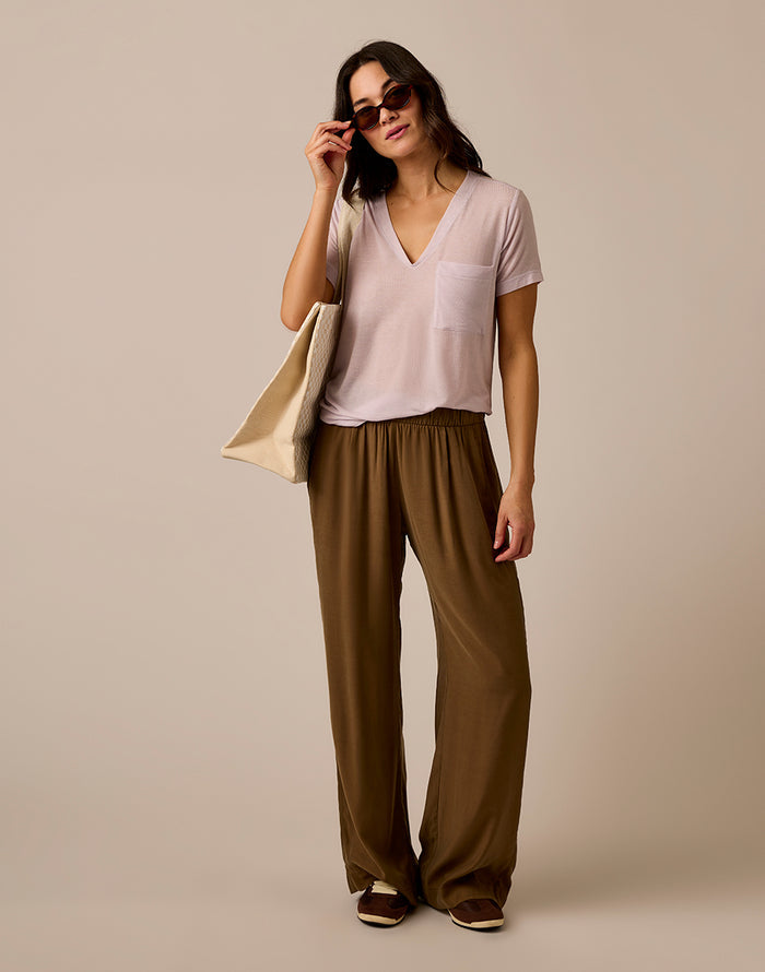 Tia Kindsilk Pant: Teak